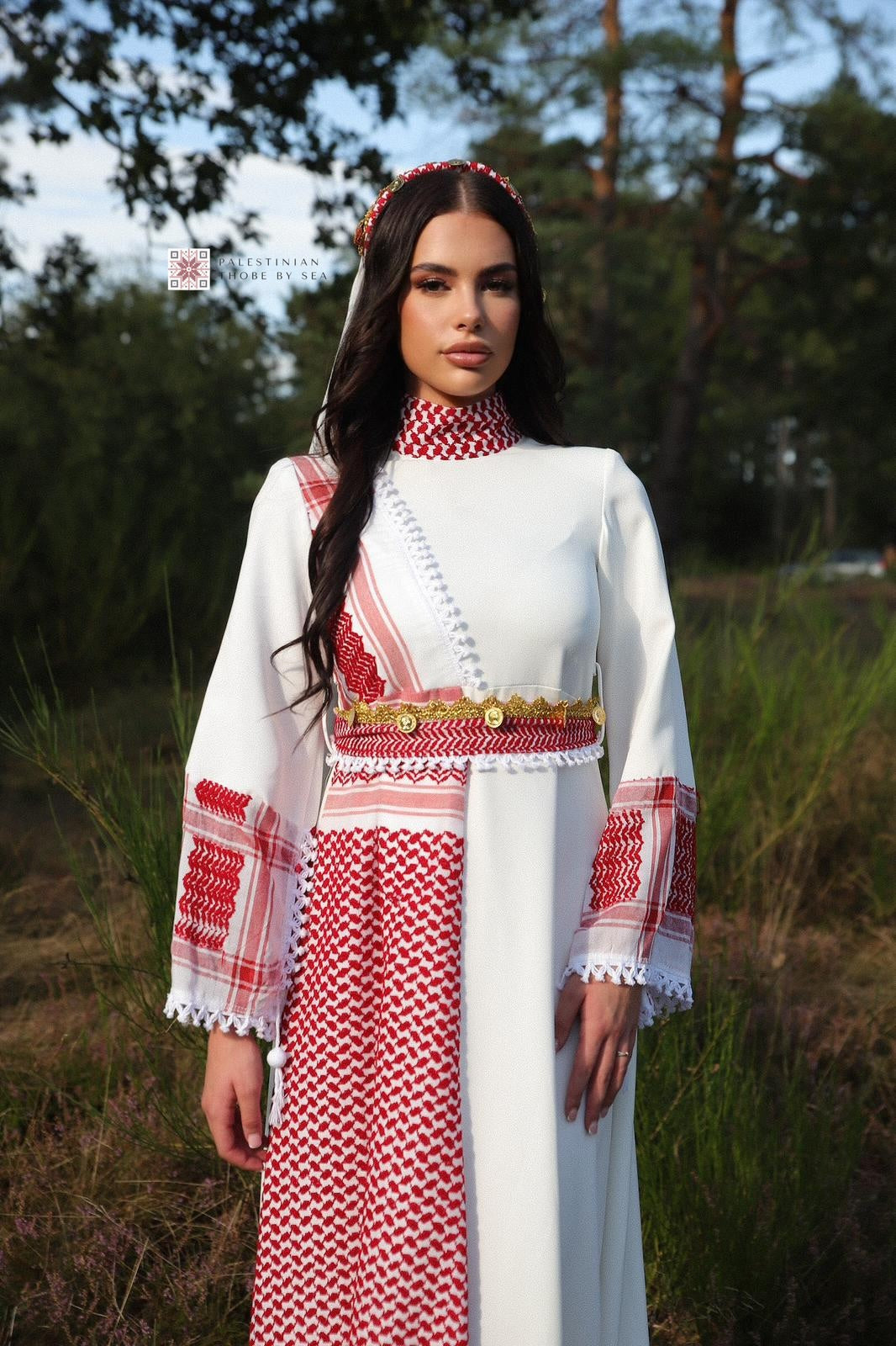 Keffiyeh dress Red White