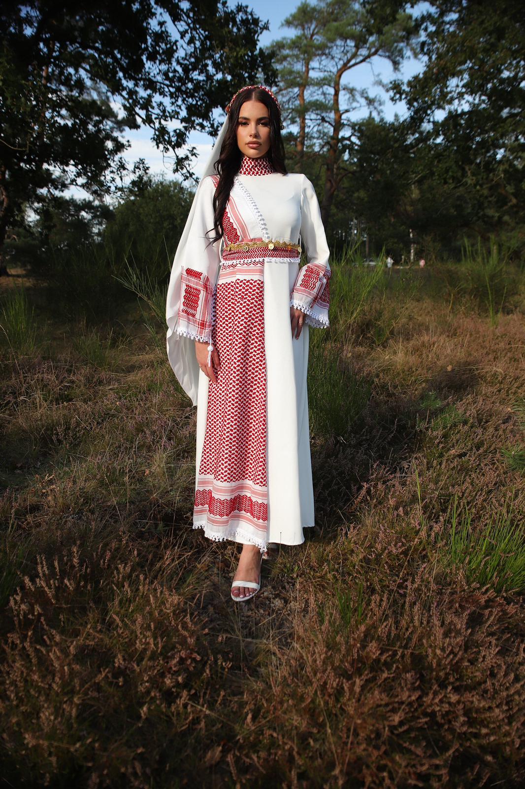 Keffiyeh dress Red White