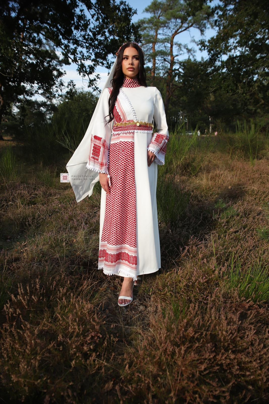 Keffiyeh dress Red White
