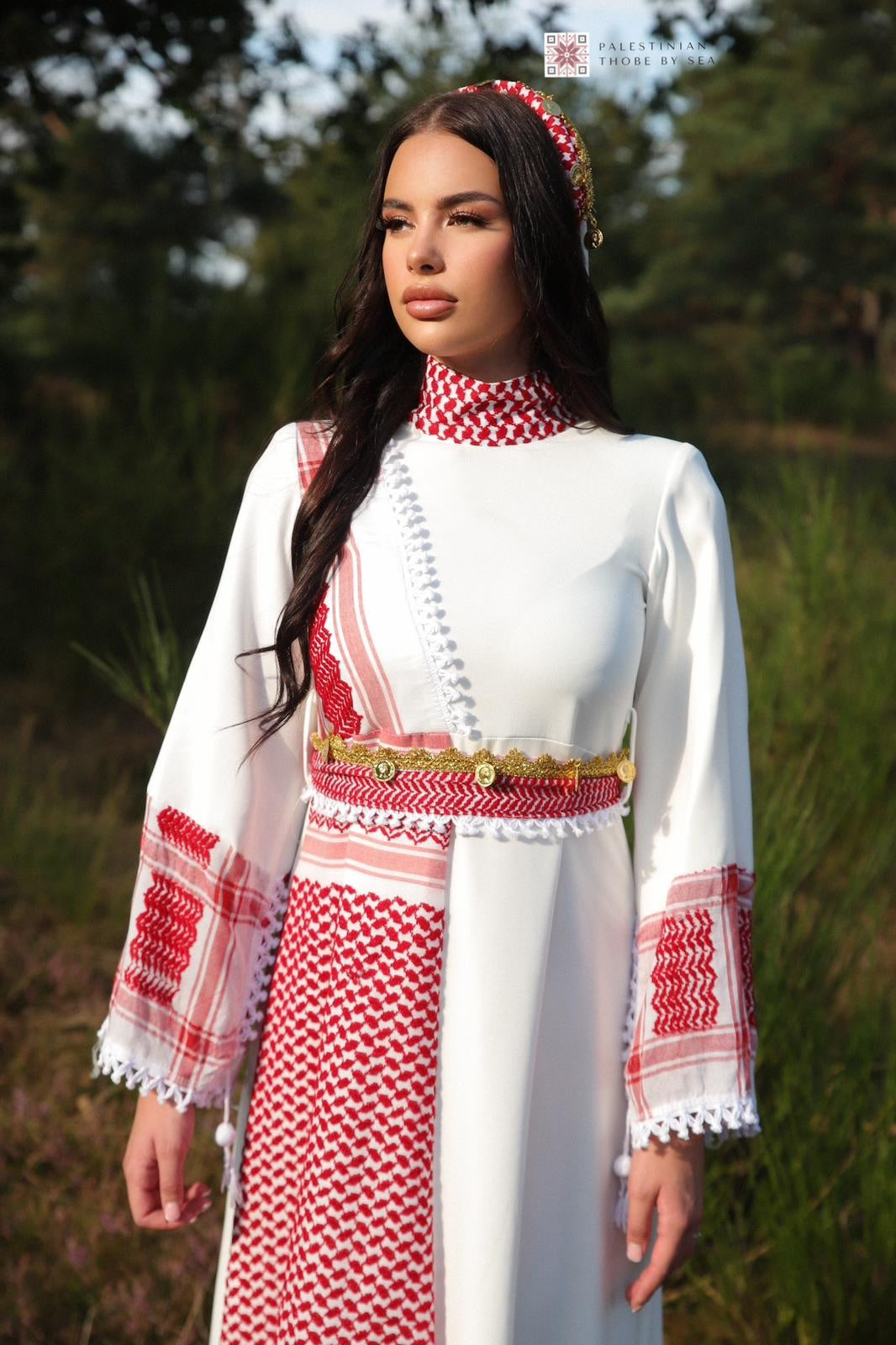 Keffiyeh dress Red White