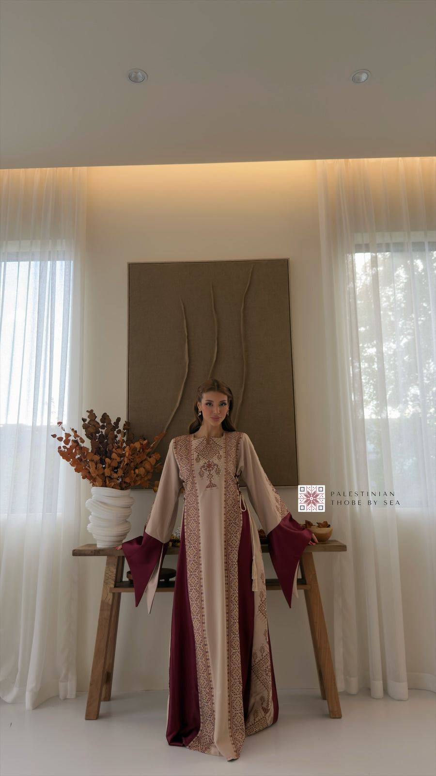 Tabariya Blush Burgundy Thobe