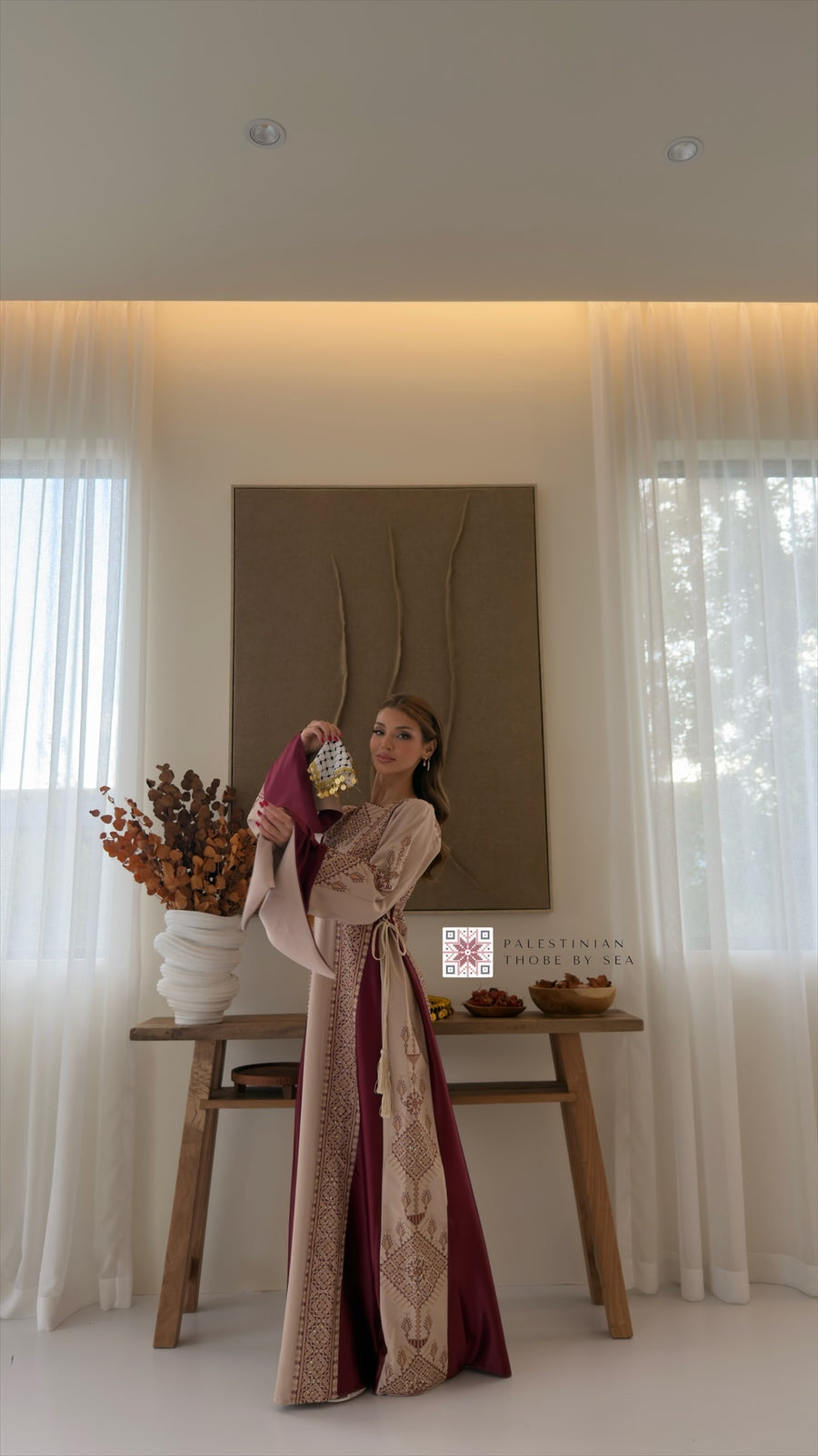 Tabariya Blush Burgundy Thobe